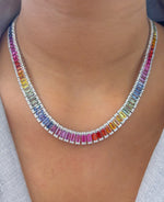 Rainbow Sapphire Diamond Necklace