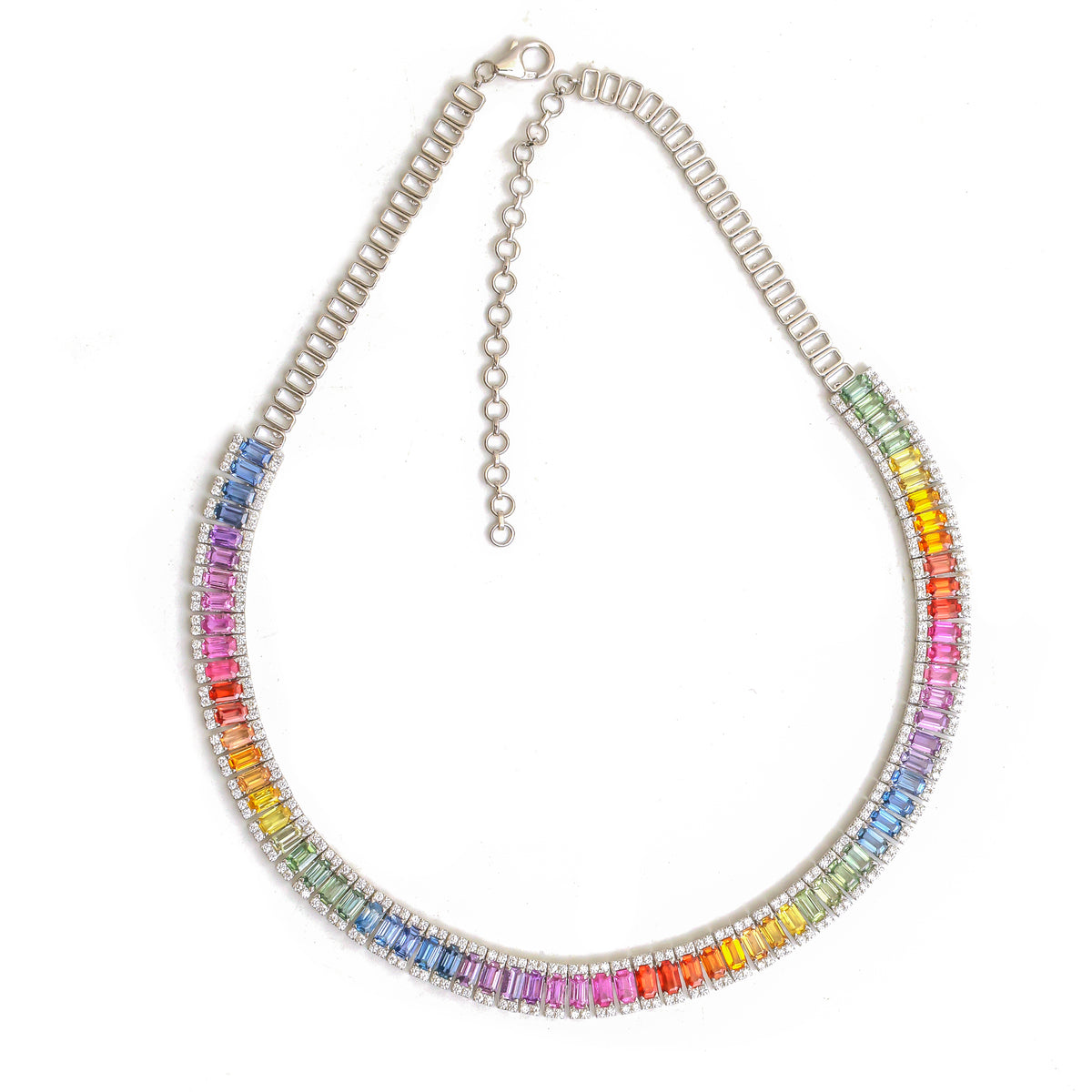 Rainbow Sapphire Diamond Necklace