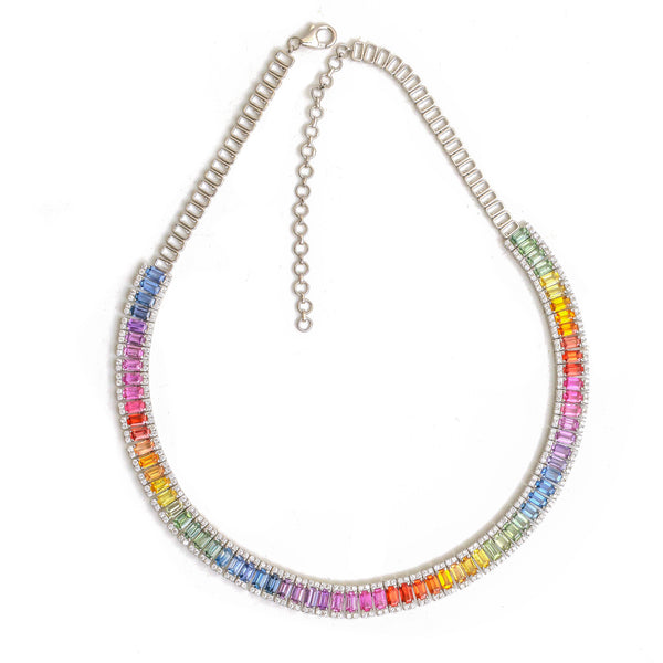Rainbow Sapphire Diamond Necklace