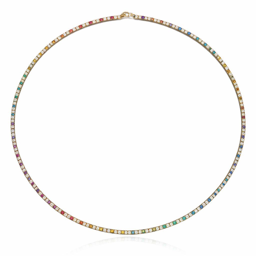 Diamond Rainbow Gemstone Necklace