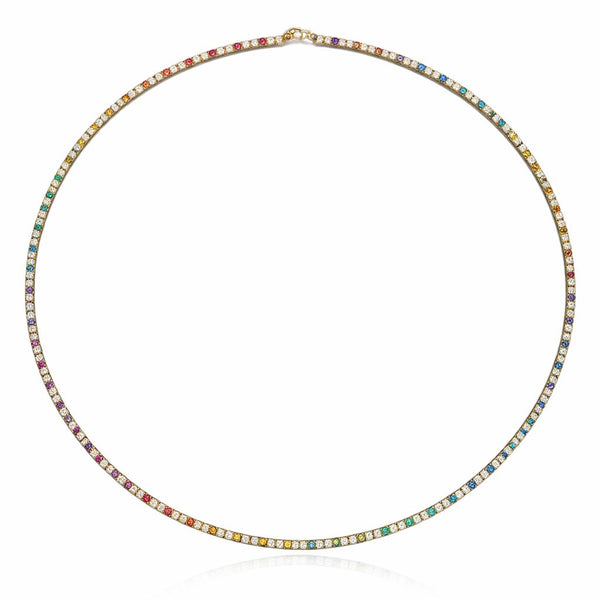 Diamond Rainbow Gemstone Necklace