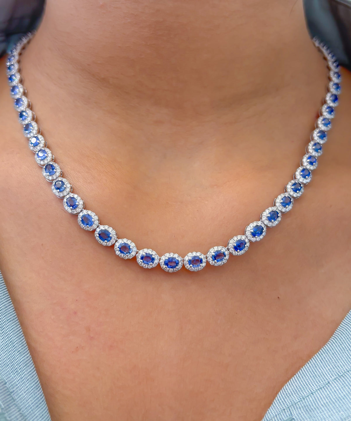 Blue Sapphire Diamond Necklace