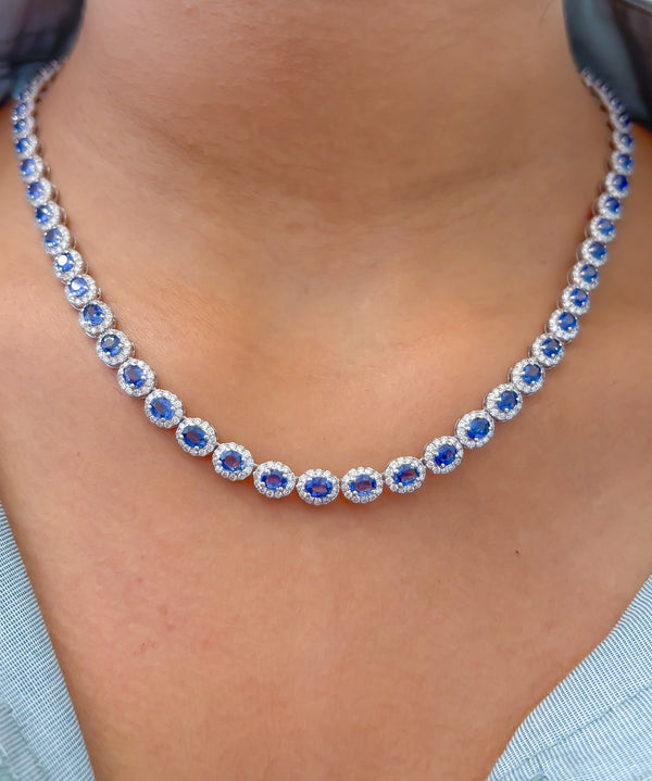 Blue Sapphire Diamond Necklace