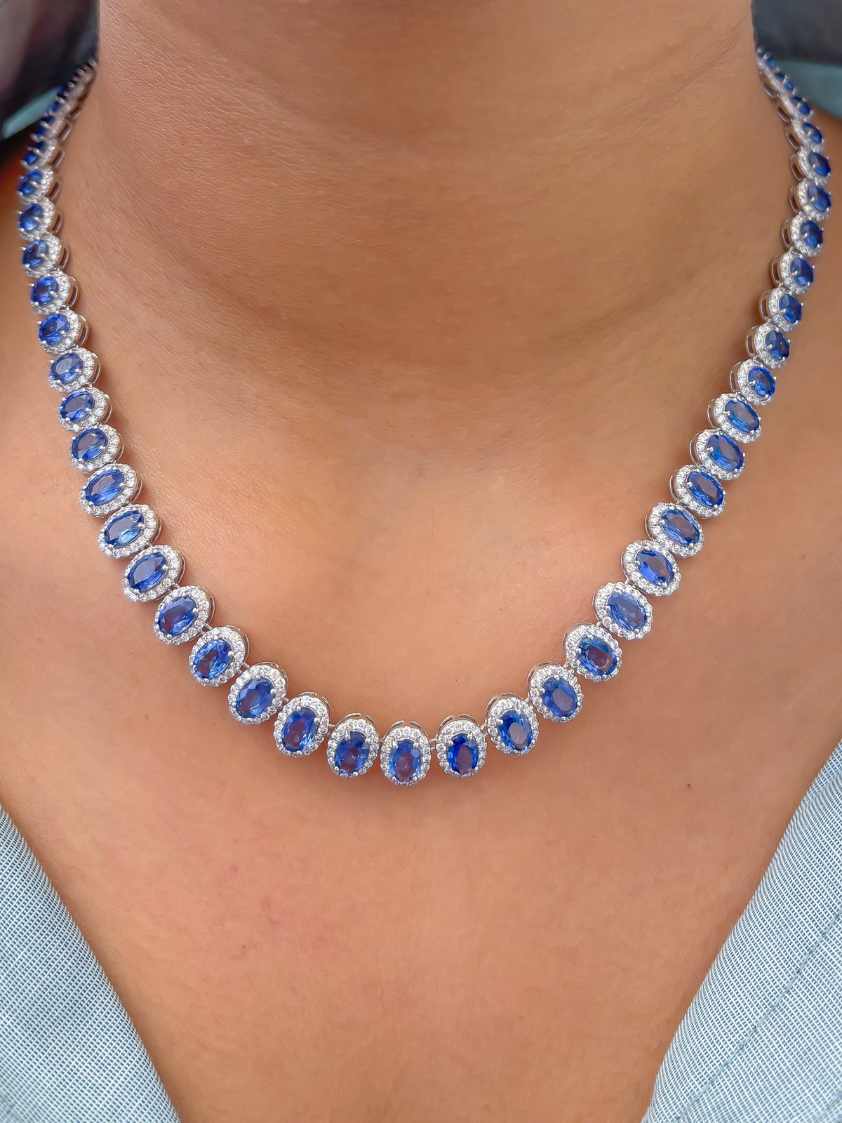 Blue Sapphire Diamond Necklace
