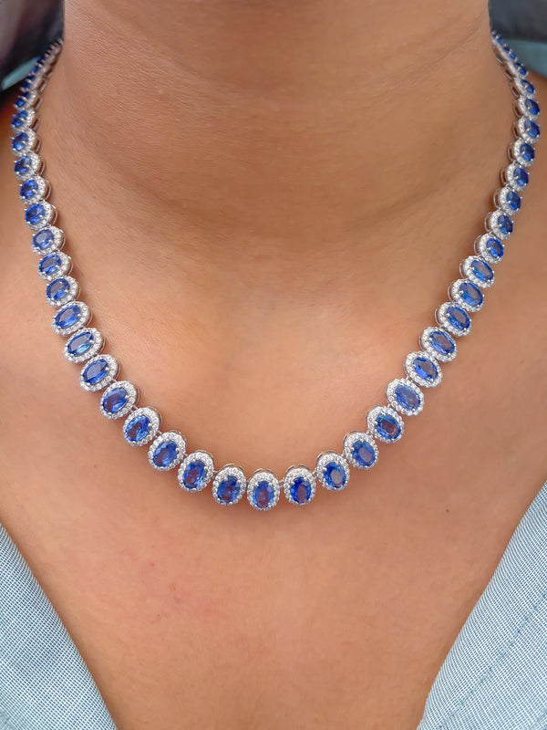Blue Sapphire Diamond Necklace