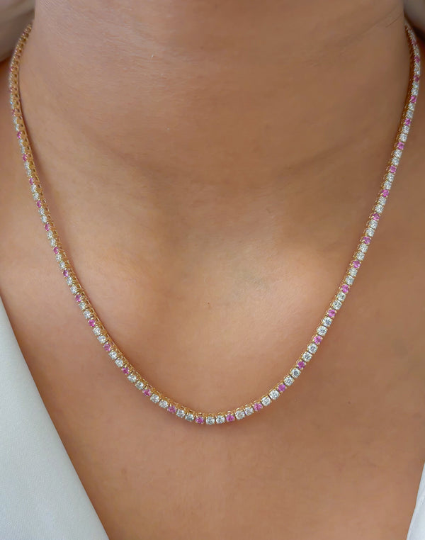 Diamond Pink Sapphire Necklace