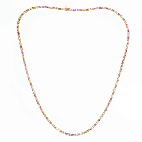 Diamond Pink Sapphire Necklace