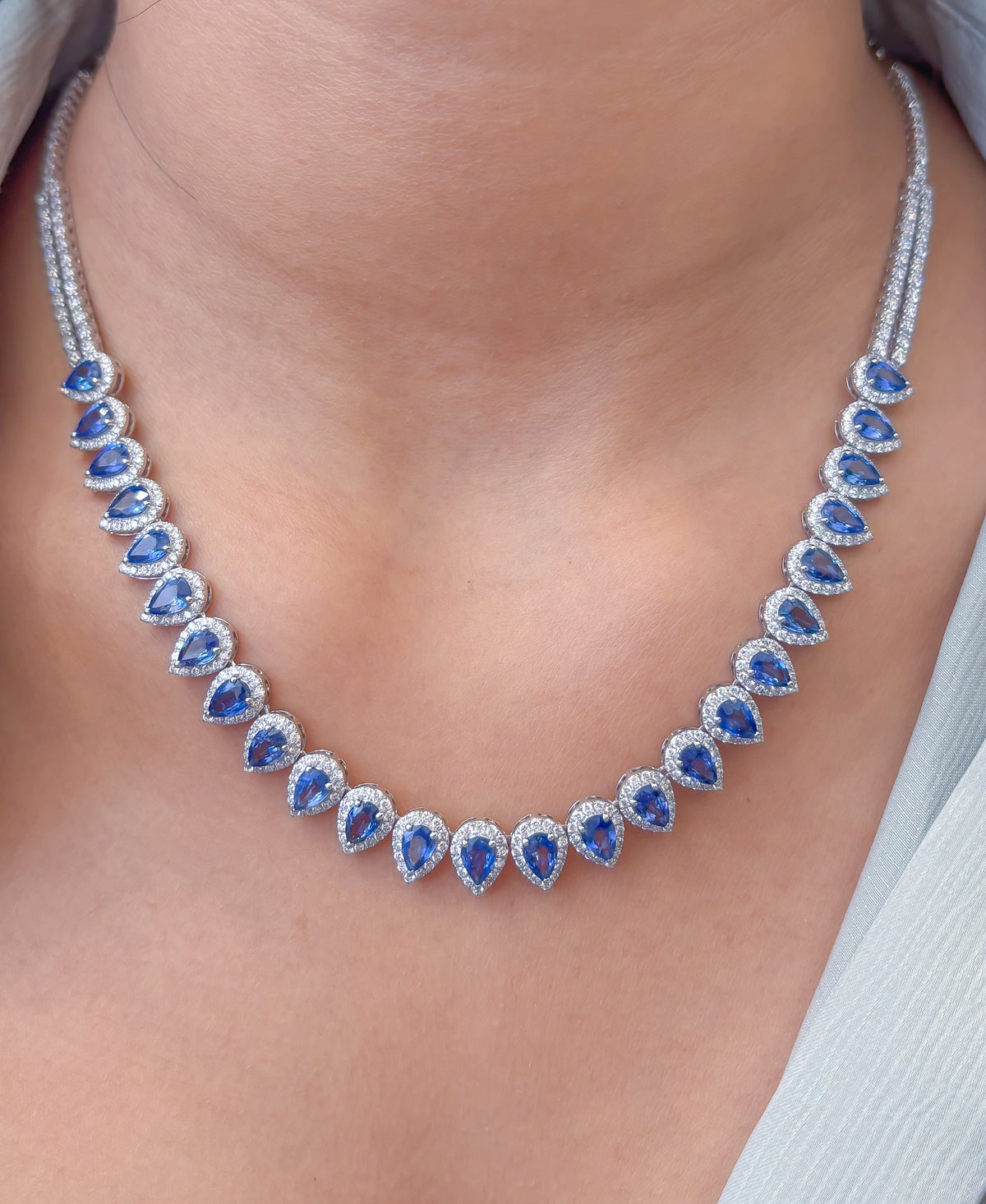 Blue Sapphire Diamond Necklace