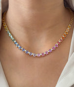 Rainbow Sapphire Diamond Necklace