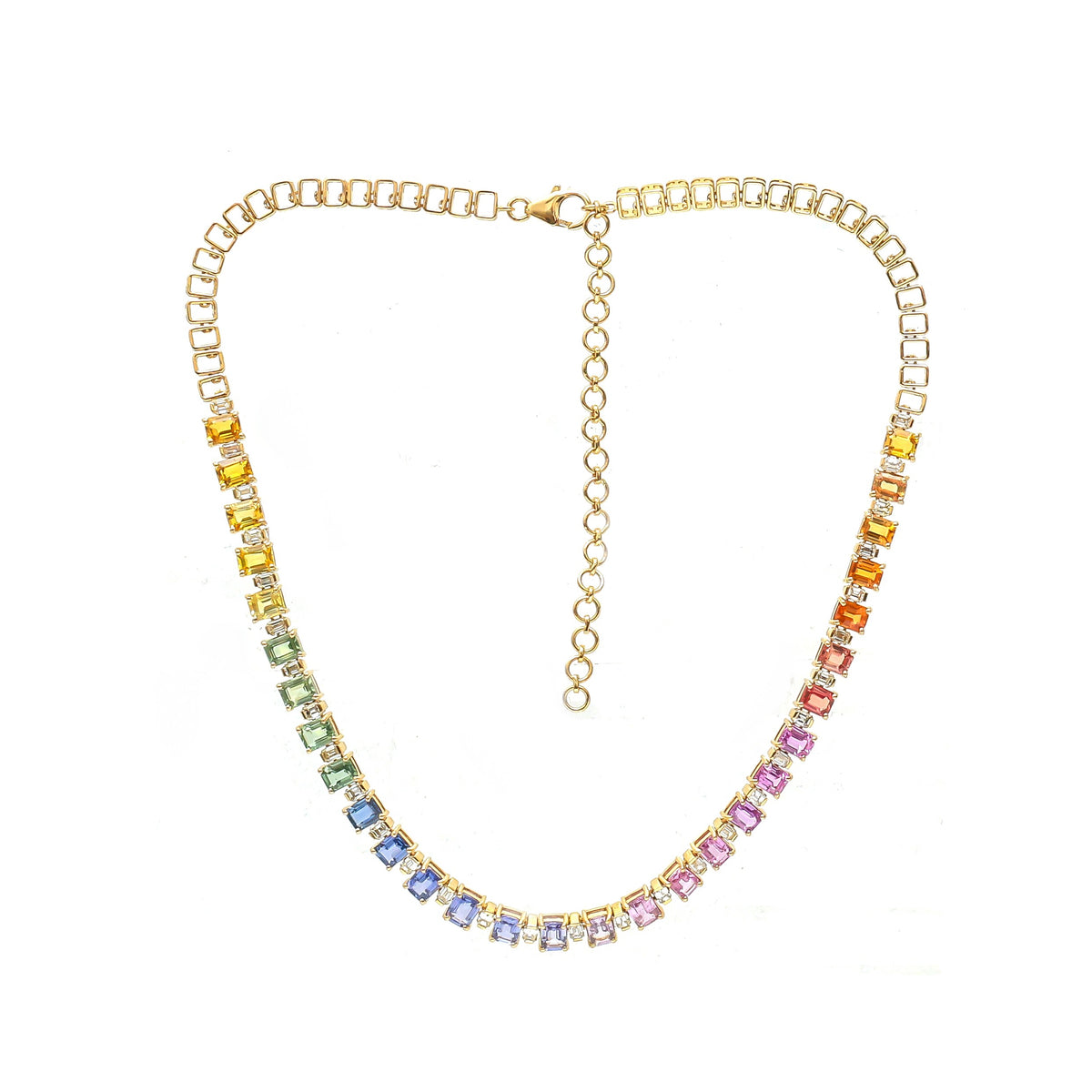 Rainbow Sapphire Diamond Necklace