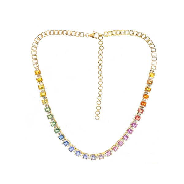 Rainbow Sapphire Diamond Necklace