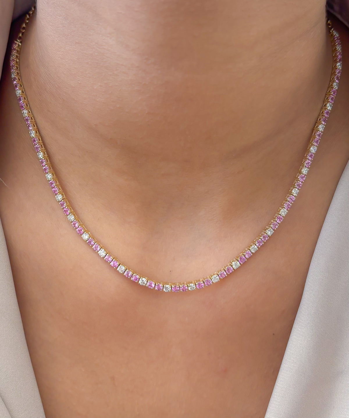 Pink Sapphire Diamond Necklace