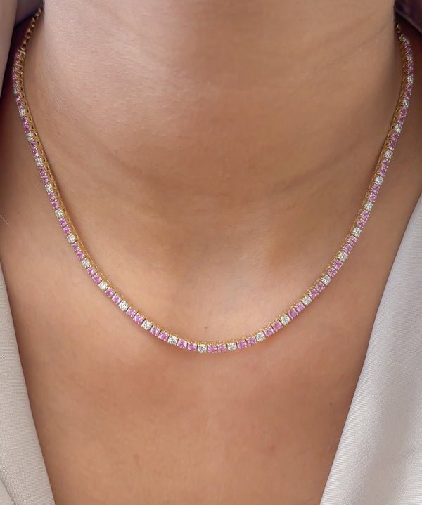 Pink Sapphire Diamond Necklace