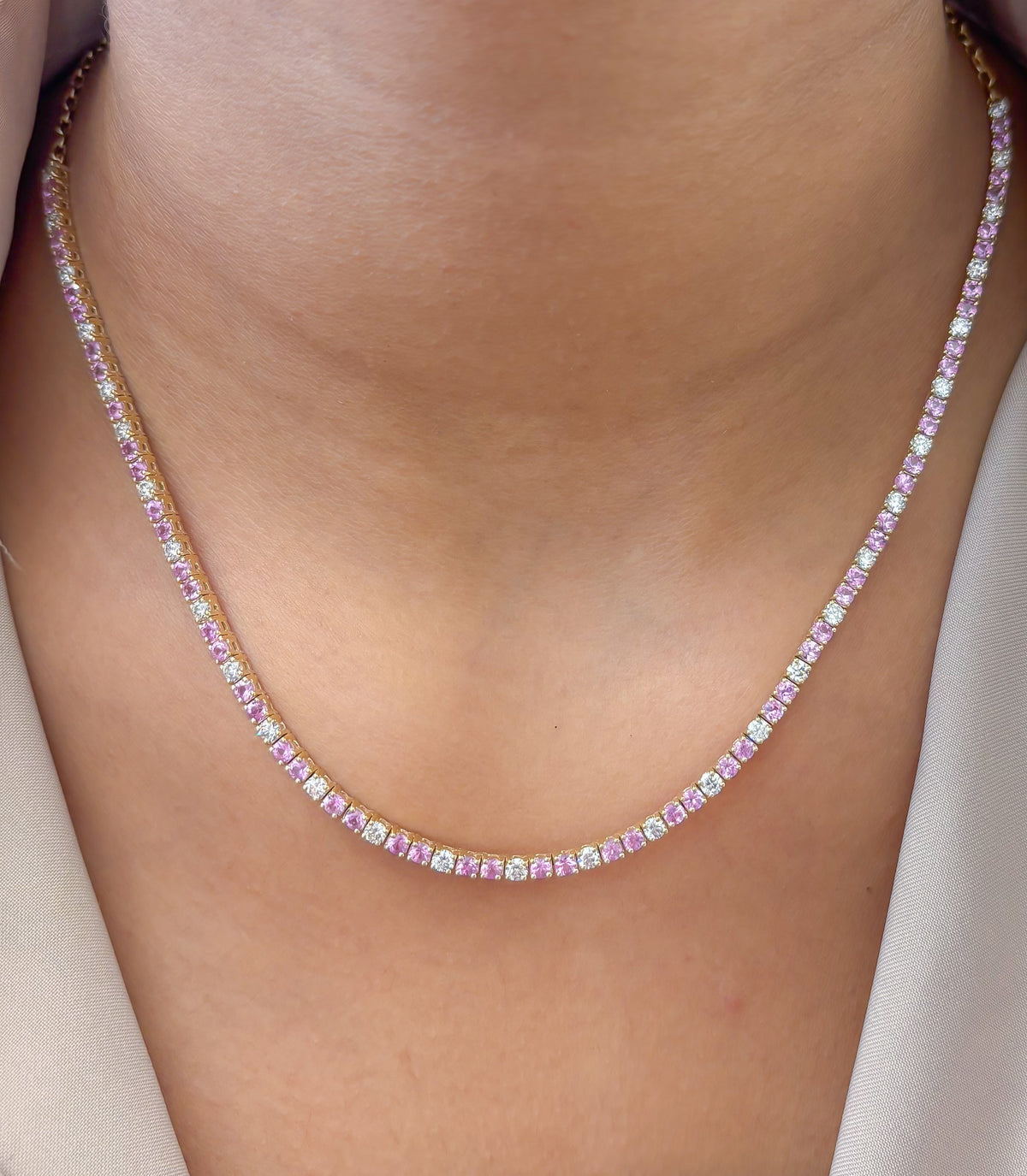 Pink Sapphire Diamond Necklace
