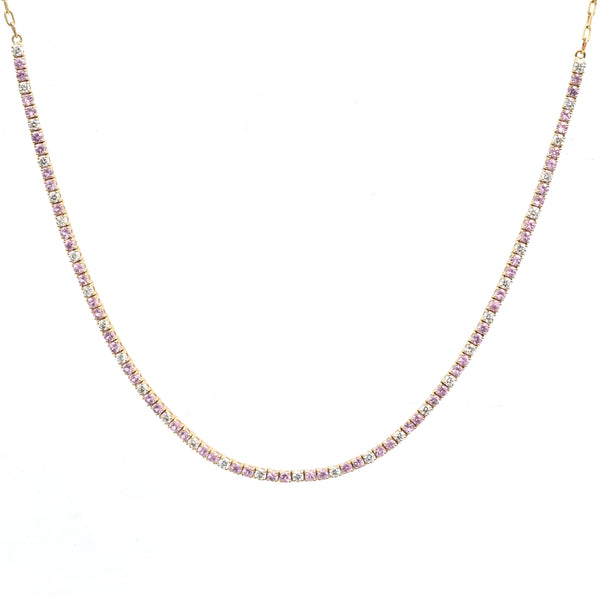 Pink Sapphire Diamond Necklace