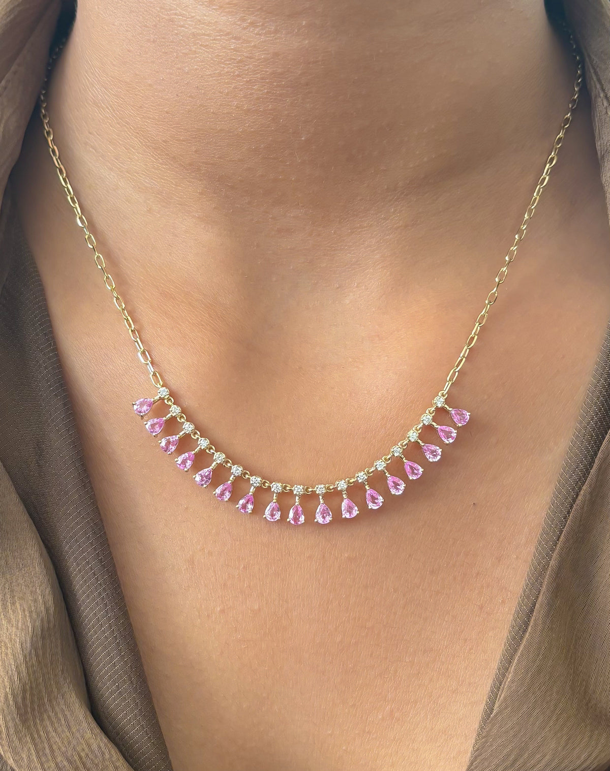 Pink Sapphire Diamond Necklace