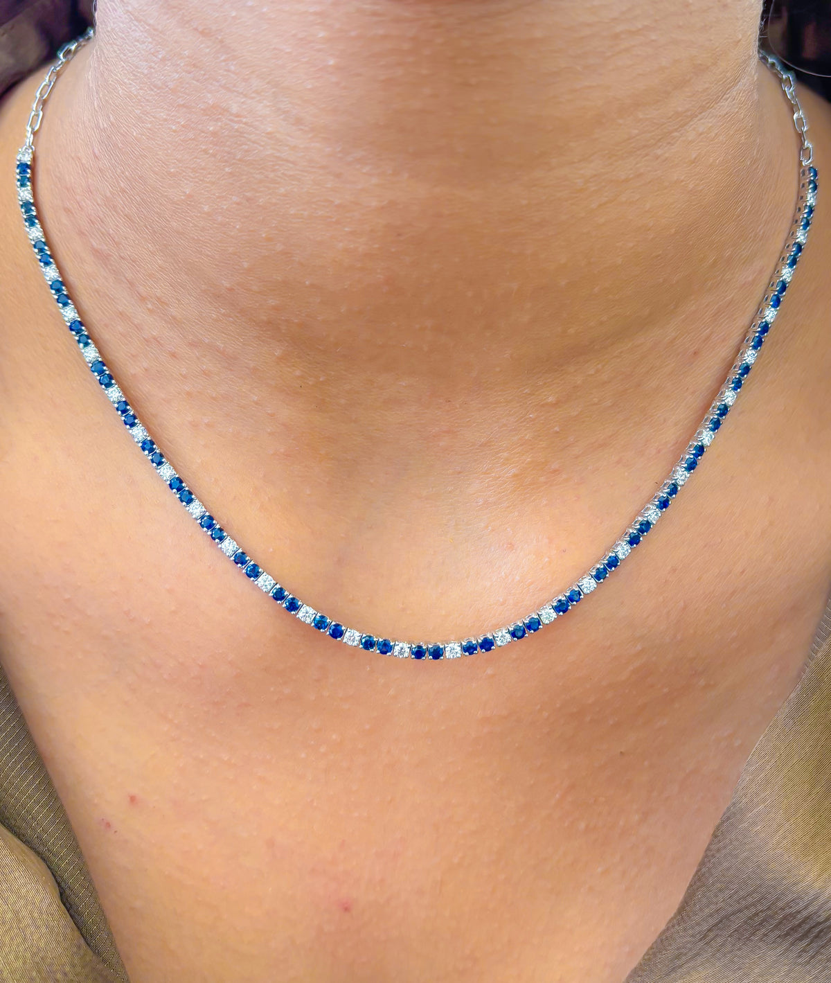Blue Sapphire Diamond Necklace