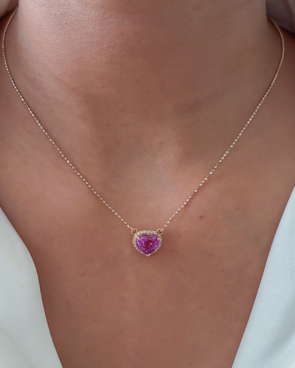 Pink Sapphire Diamond Necklace