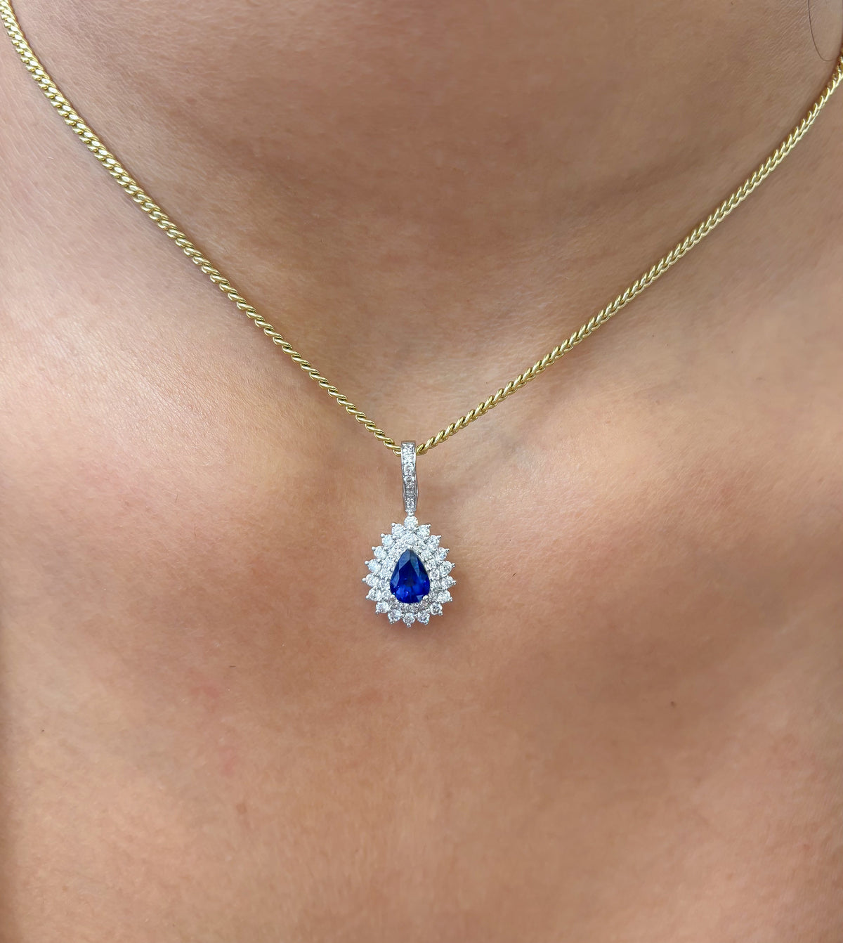 Blue Sapphire Diamond Pendant