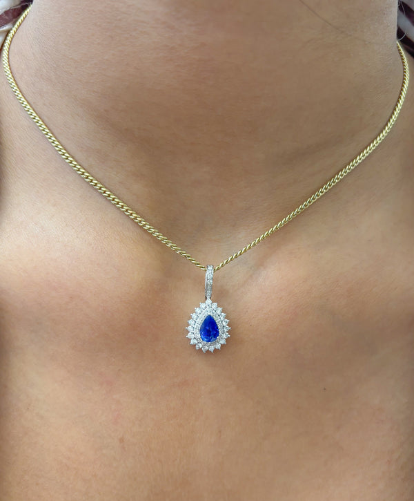 Blue Sapphire Diamond Pendant