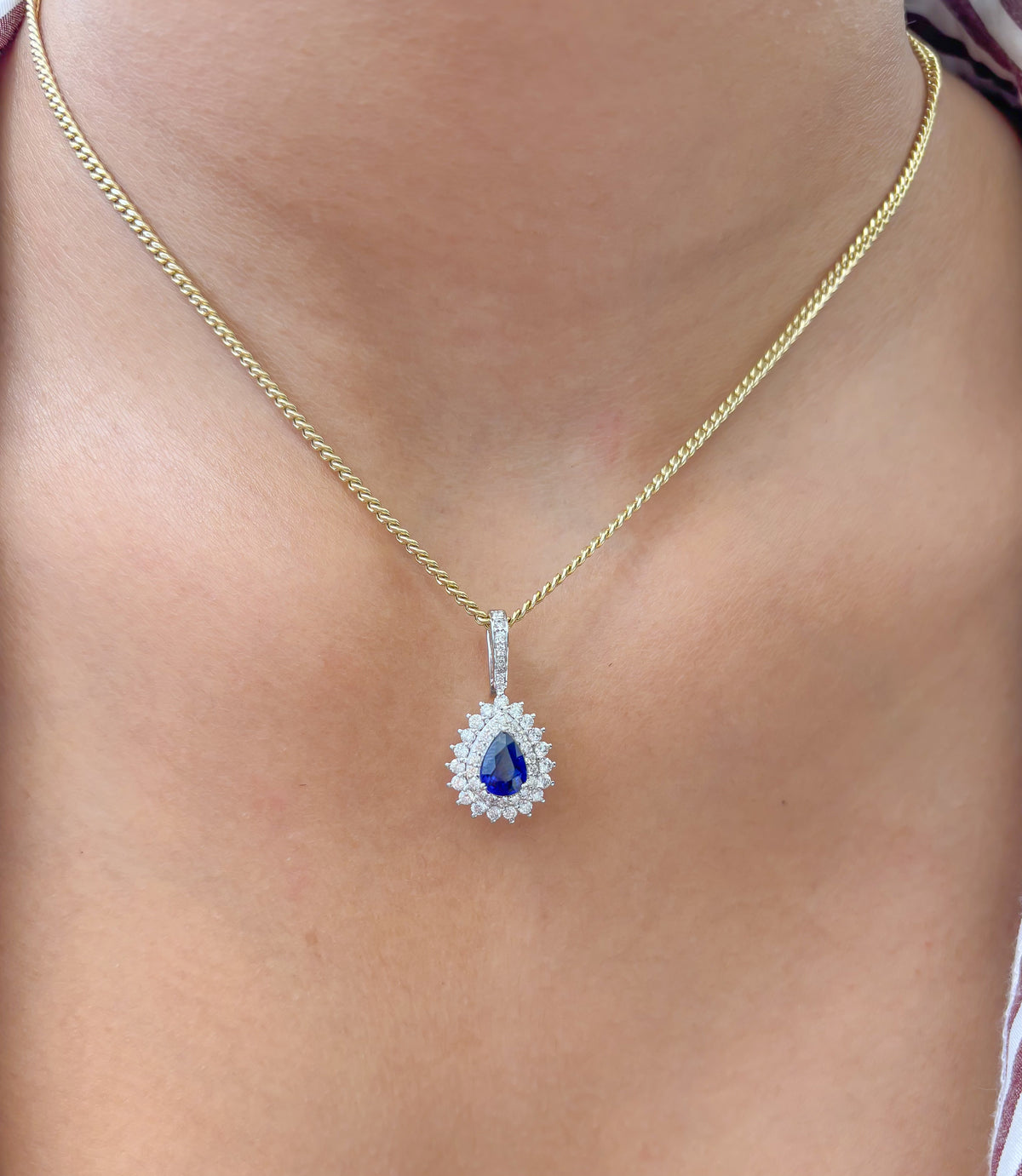 Blue Sapphire Diamond Pendant