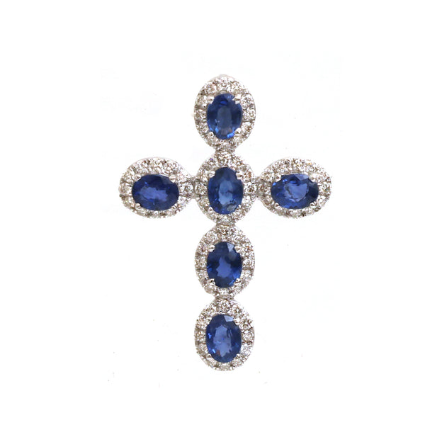 Blue Sapphire Diamond Pendant