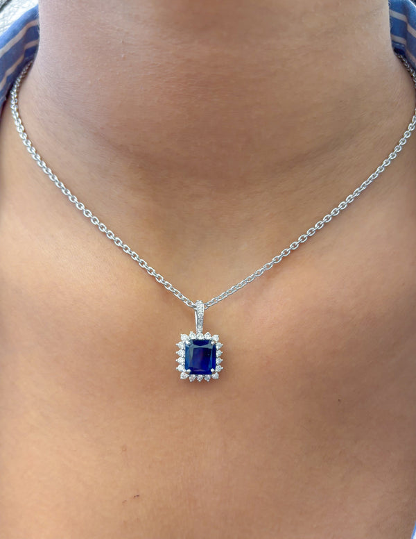 Blue Sapphire Diamond Pendant