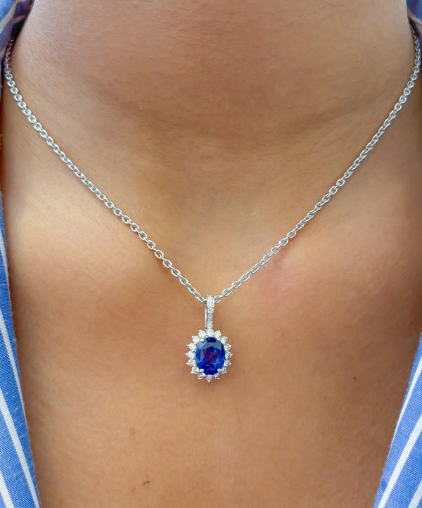 Blue Sapphire Diamond Pendant