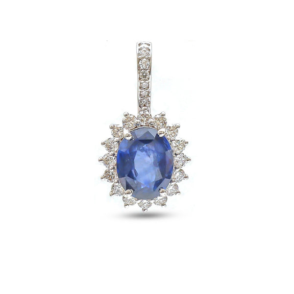 Blue Sapphire Diamond Pendant