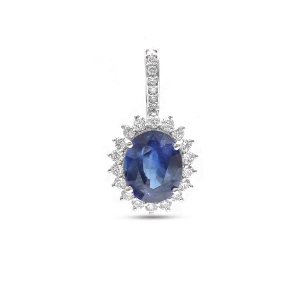 Blue Sapphire Diamond Pendant