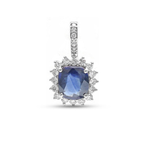 Blue Sapphire Diamond Pendant