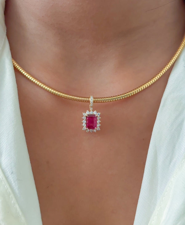 Rubillite Diamond Pendant