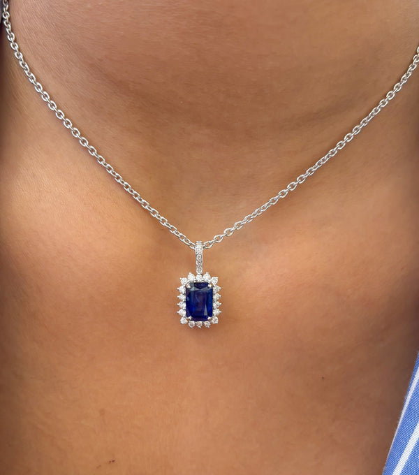 Blue Sapphire Diamond Pendant