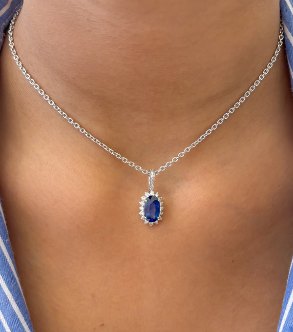Blue Sapphire Diamond Pendant