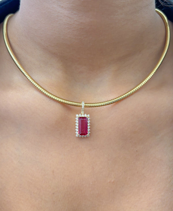 Rubillite Diamond Pendant
