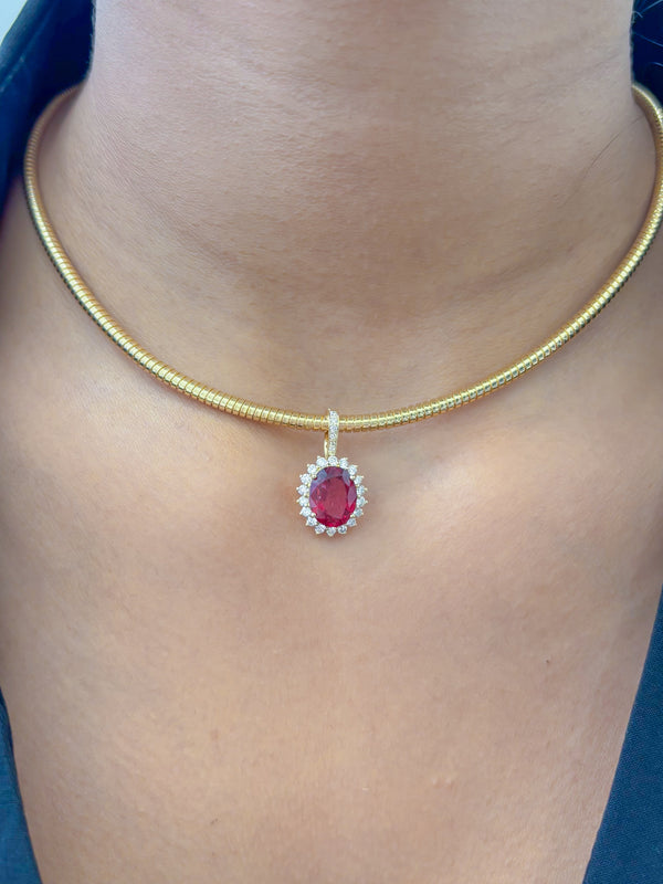 Rubillite Diamond Pendant