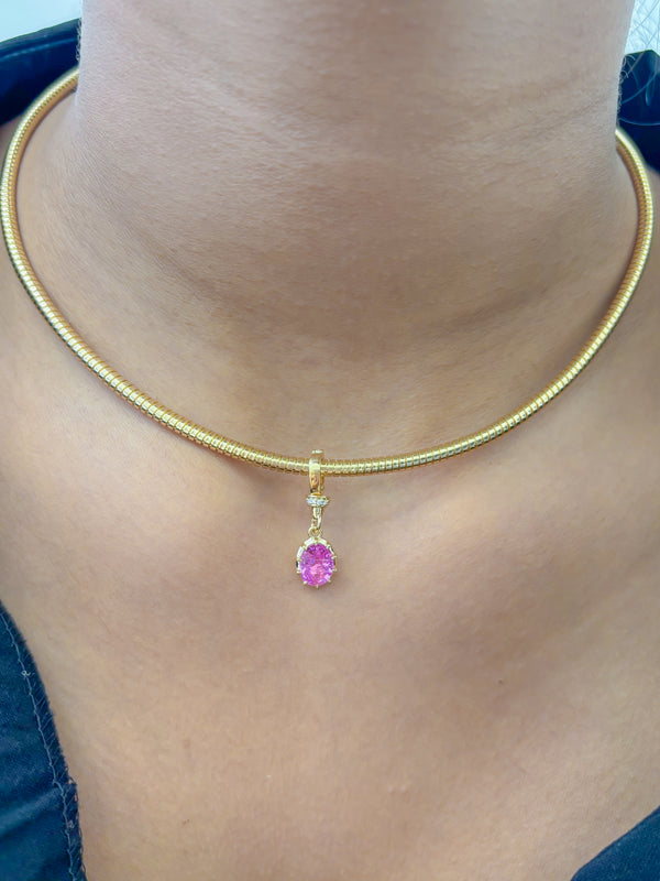 Pink Sapphire Diamond Pendant