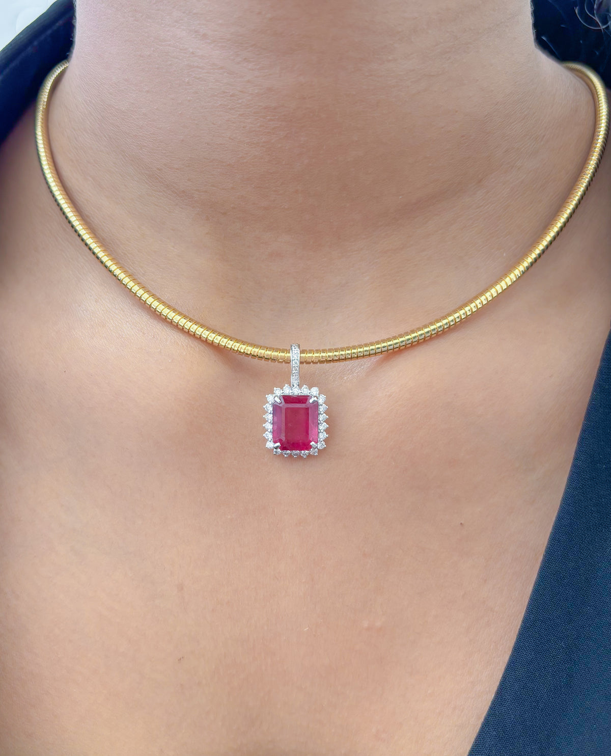 Rubillite Diamond Pendant