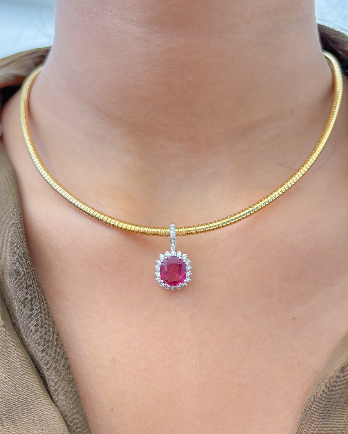 Rubillite Diamond Pendant