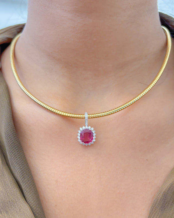 Rubillite Diamond Pendant