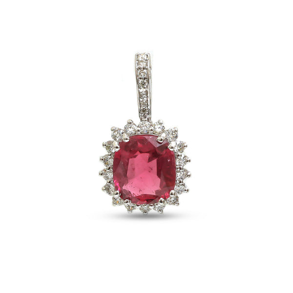 Rubillite Diamond Pendant