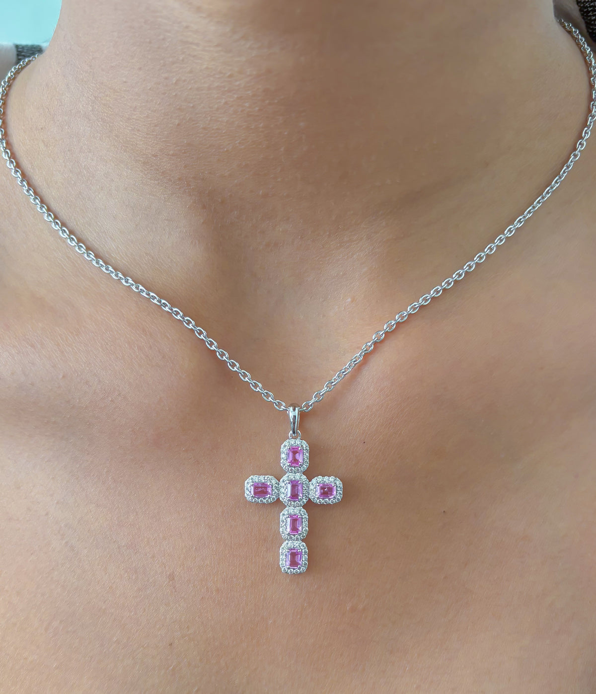 Pink Sapphire Diamond Pendant