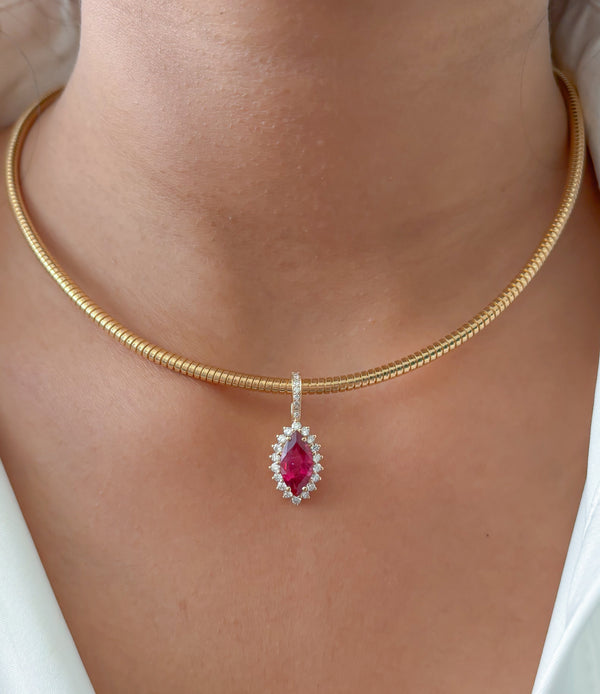 Rubillite Diamond Pendant