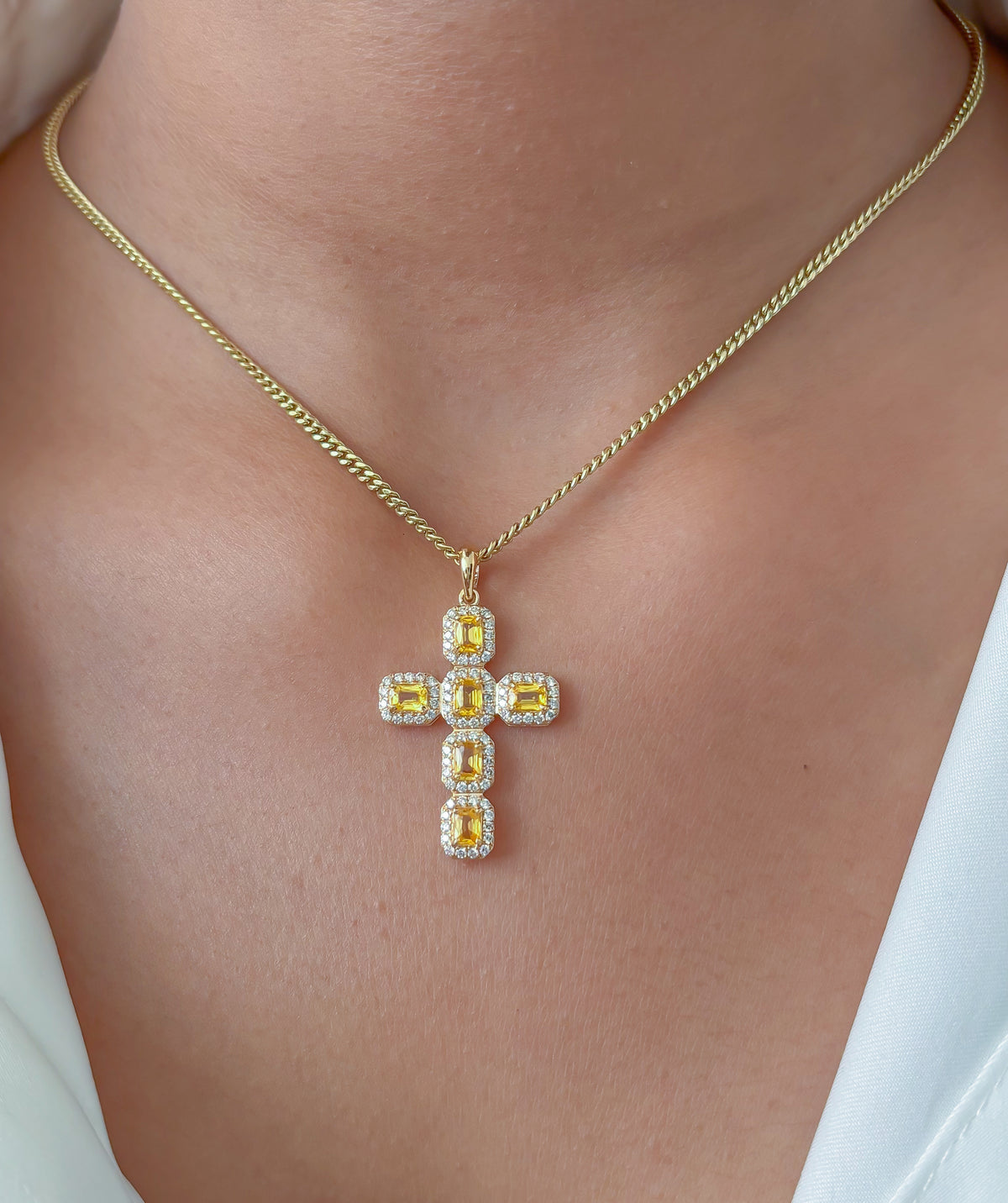 Yellow Sapphire Diamond Pendant