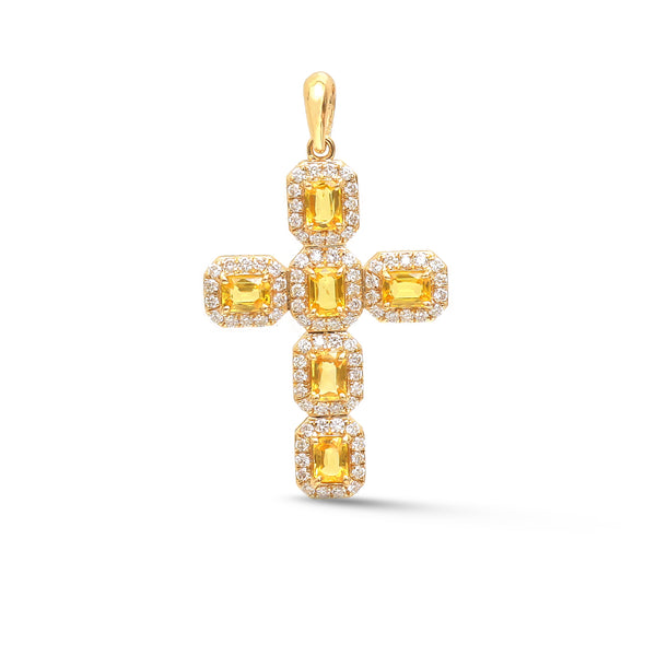 Yellow Sapphire Diamond Pendant