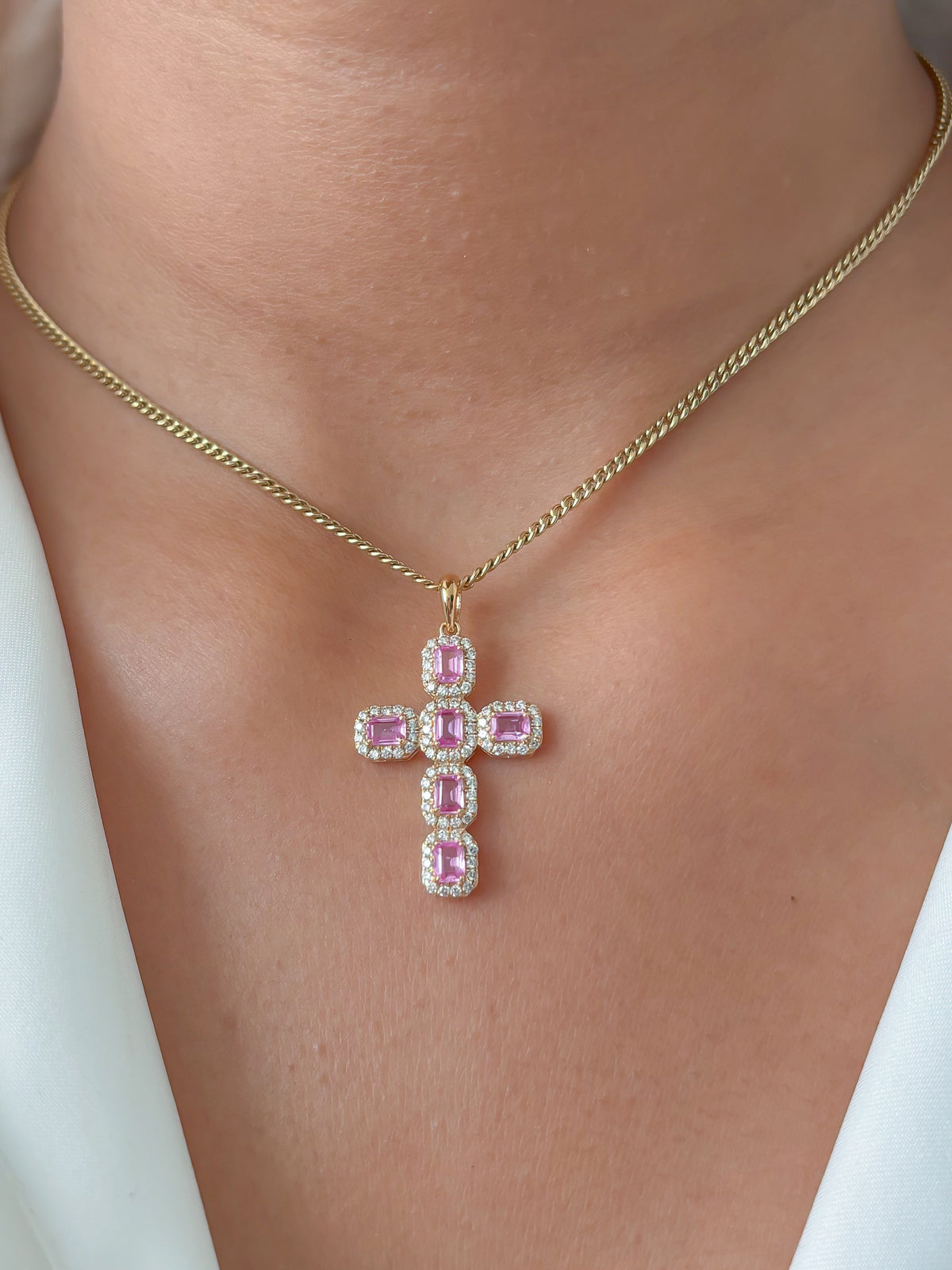 Pink Sapphire Diamond Pendant
