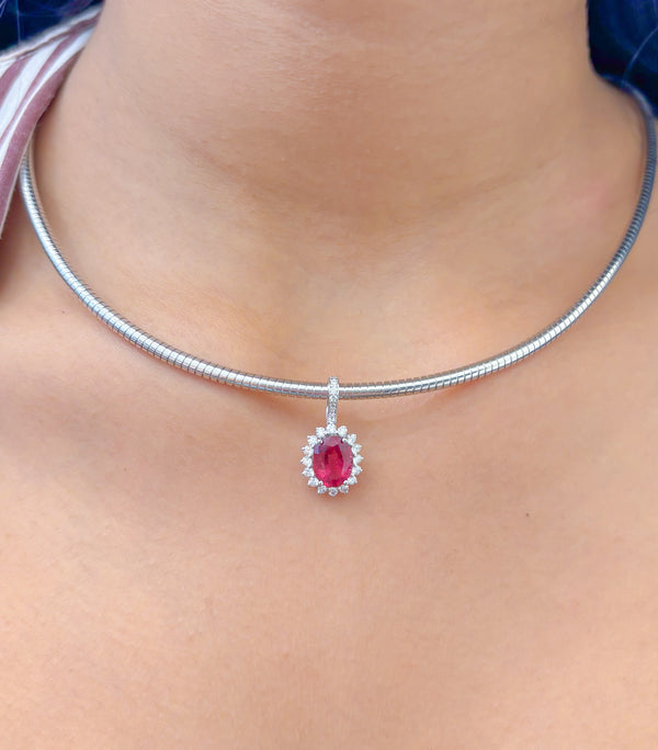 Rubillite Diamond Pendant