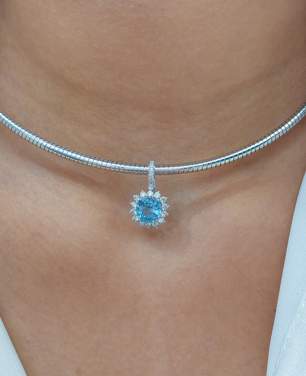 Aquamarine Diamond Pendant