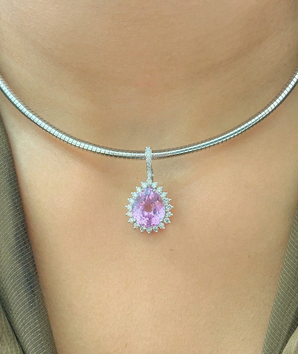 Kunzite Diamond Pendant