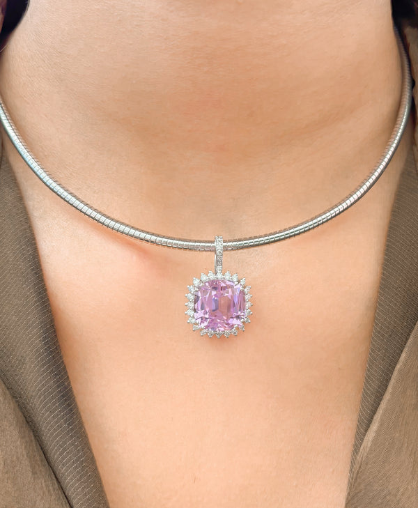 Kunzite Diamond Pendant